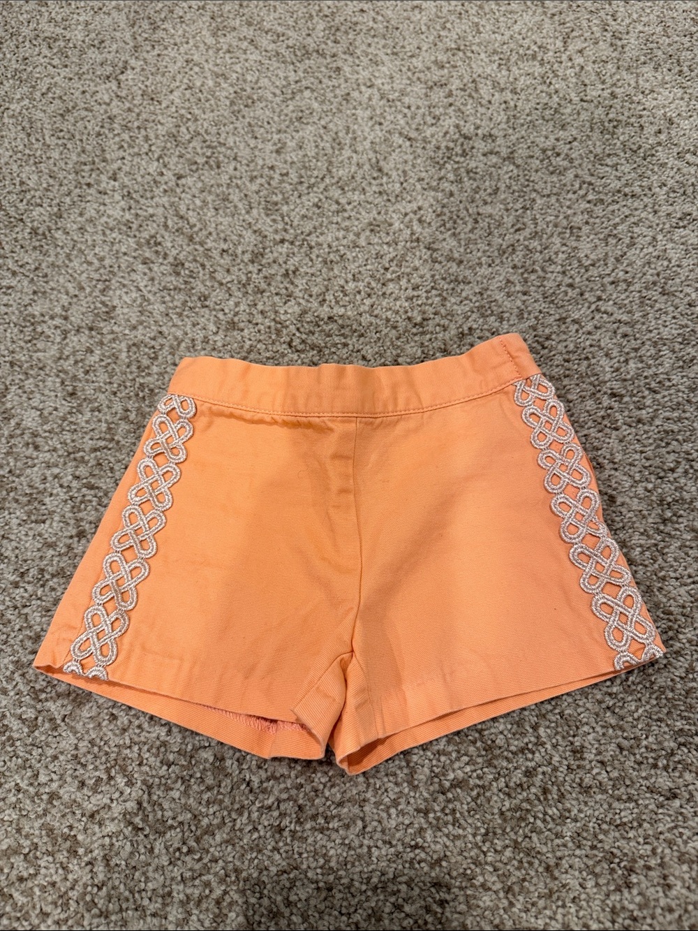 Orange Embroidered Side-Trim girls Shorts